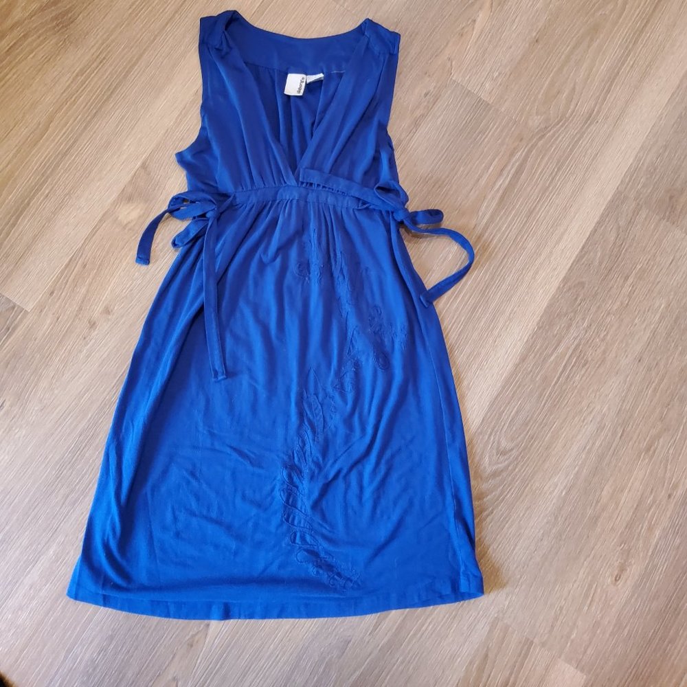 Blue side tie dress